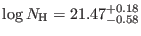 $ \log
N_{\rm H} = 21.47_{-0.58}^{+0.18}$